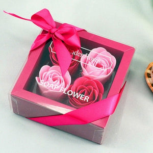 4Pcs/Box Heart-Shaped Rose Soap Flowers Romantic Wedding Party Gift Artificial Flower Decor Health Care Tool Personalized Gift