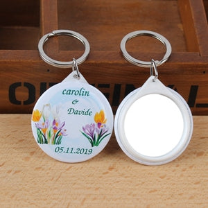 30pcs Personalized wedding name date Keychain with Mirror Wedding Favors And Gifts Wedding Gifts For Guests Wedding Souvenirs