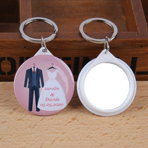 30pcs Personalized wedding name date Keychain with Mirror Wedding Favors And Gifts Wedding Gifts For Guests Wedding Souvenirs