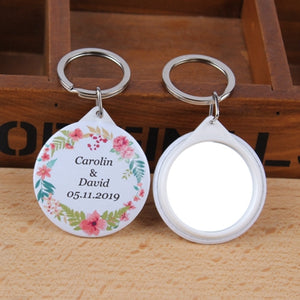 30pcs Personalized wedding name date Keychain with Mirror Wedding Favors And Gifts Wedding Gifts For Guests Wedding Souvenirs