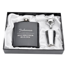 Load image into Gallery viewer, Personalized Engraved  6oz Hip Flask Set Stainless Steel Funnel Gift Box +2 Cups Bride Groom Best Man Usher Wedding Decor Favor