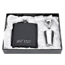 Load image into Gallery viewer, Personalized Engraved  6oz Hip Flask Set Stainless Steel Funnel Gift Box +2 Cups Bride Groom Best Man Usher Wedding Decor Favor