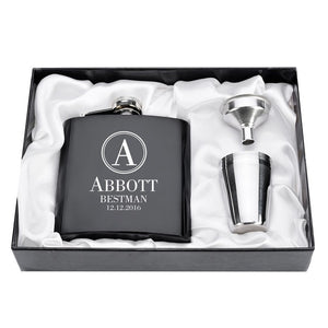 Personalized Engraved  6oz Hip Flask Set Stainless Steel Funnel Gift Box +2 Cups Bride Groom Best Man Usher Wedding Decor Favor