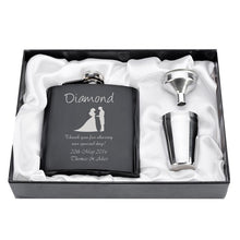 Load image into Gallery viewer, Personalized Engraved  6oz Hip Flask Set Stainless Steel Funnel Gift Box +2 Cups Bride Groom Best Man Usher Wedding Decor Favor