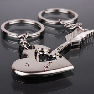 Alloy dual heart keychain creative couple lovers key ring advertising wedding birthday gift keychain souvenir