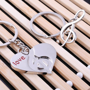 Alloy dual heart keychain creative couple lovers key ring advertising wedding birthday gift keychain souvenir