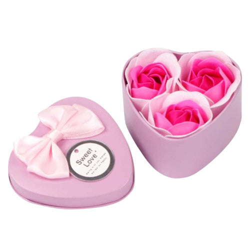 2018 3Pcs  beautiful Heart Scented Bath Body Petal Rose Flower Soap Wedding Decoration Best  Gift #0116