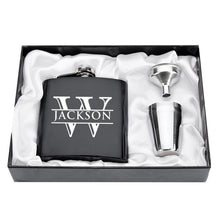 Load image into Gallery viewer, Personalized Engraved  6oz Hip Flask Set Stainless Steel Funnel Gift Box +2 Cups Bride Groom Best Man Usher Wedding Decor Favor