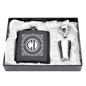 Personalized Engraved  6oz Hip Flask Set Stainless Steel Funnel Gift Box +2 Cups Bride Groom Best Man Usher Wedding Decor Favor