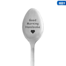 Load image into Gallery viewer, Gift for boyfriend Stainless Steel Spoon Good morning handsome beautiful girlfriend present valentines day gift anniversary