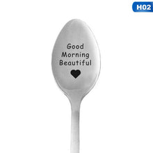 Load image into Gallery viewer, Gift for boyfriend Stainless Steel Spoon Good morning handsome beautiful girlfriend present valentines day gift anniversary