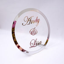 Load image into Gallery viewer, Round Custom Wedding Name Personalized Mirror Frame Acrylic Babyshower Word Sign Circle Shape Party Decor With Nail Guest Gifts