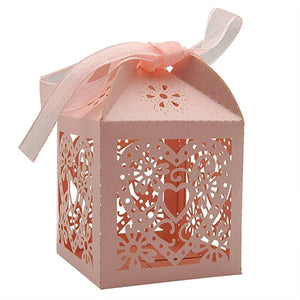 50pcs/lot Wedding Gifts For Guests Paper Box Laser Cut Gift Bag Bride and Groom Birthday Party Favors Decoration Gift Candy Box